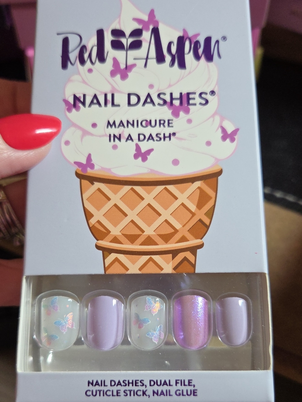 Red Aspen Lavender Butterfly Press-On Nails - Nail Dashes Butterfly Candy Billie